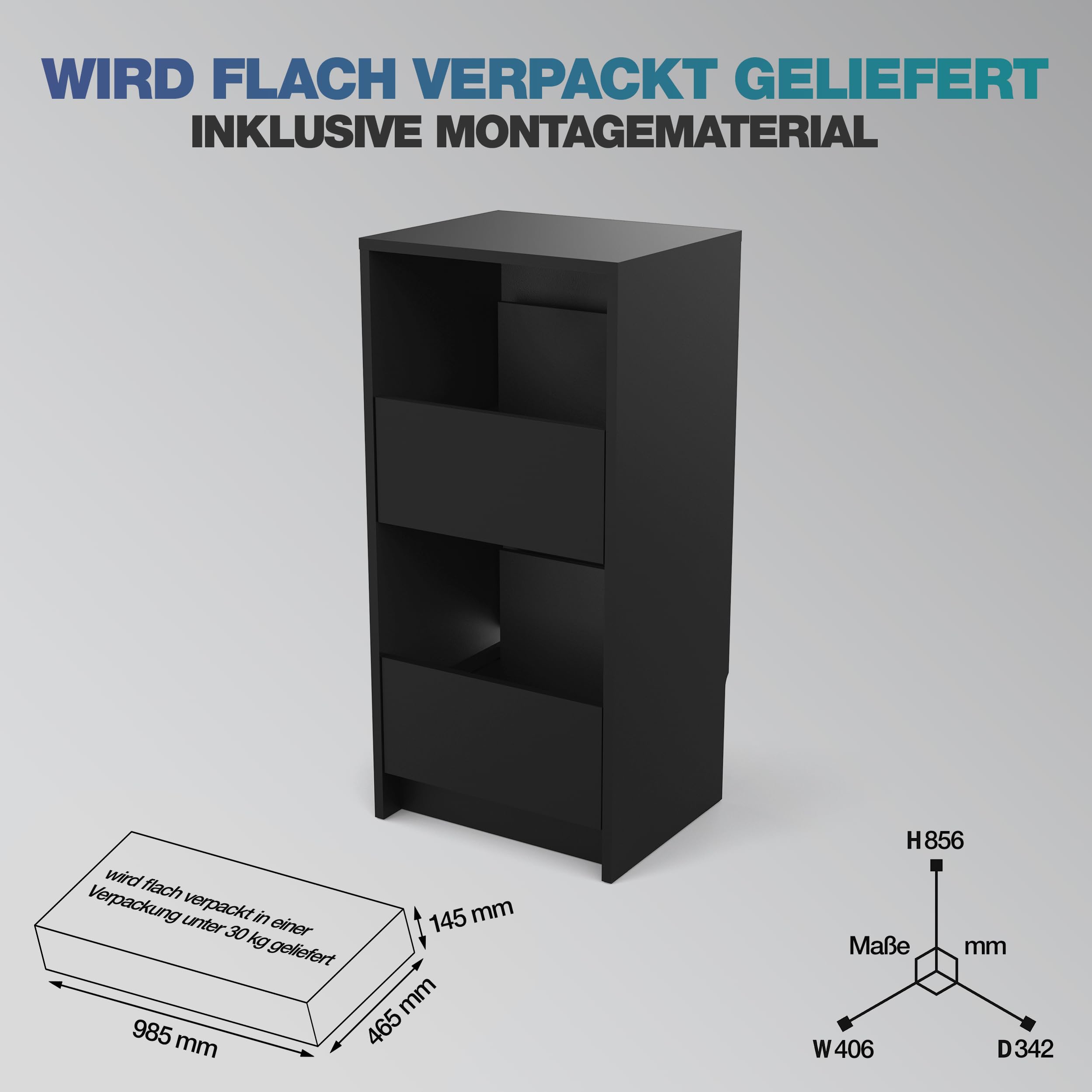 Glorious Vinyl Vault - Armadio per dischi con cassetti a chiusura morbida per LCD da 12", spazio per 160 album, design modulare, nero