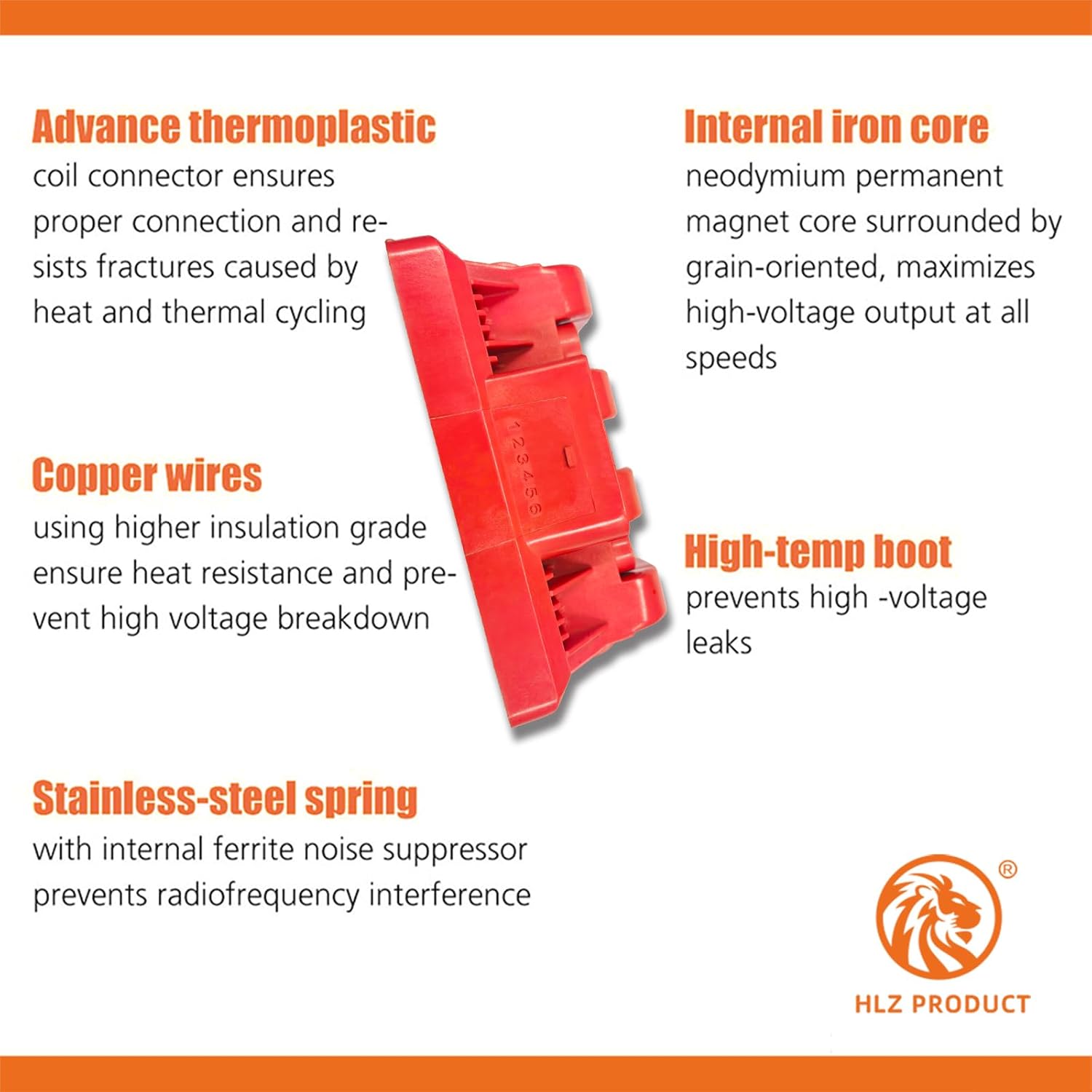 HLZPRODUCT High Performance Ignition Coil Pack Set Of 1 Compatible With Volkswagen Beetle Jetta Golf Nuevo Gol Clasico 1.6 2.0 Replacement For UF484 0986221049 06A905097A 06A905097 AZG AVH