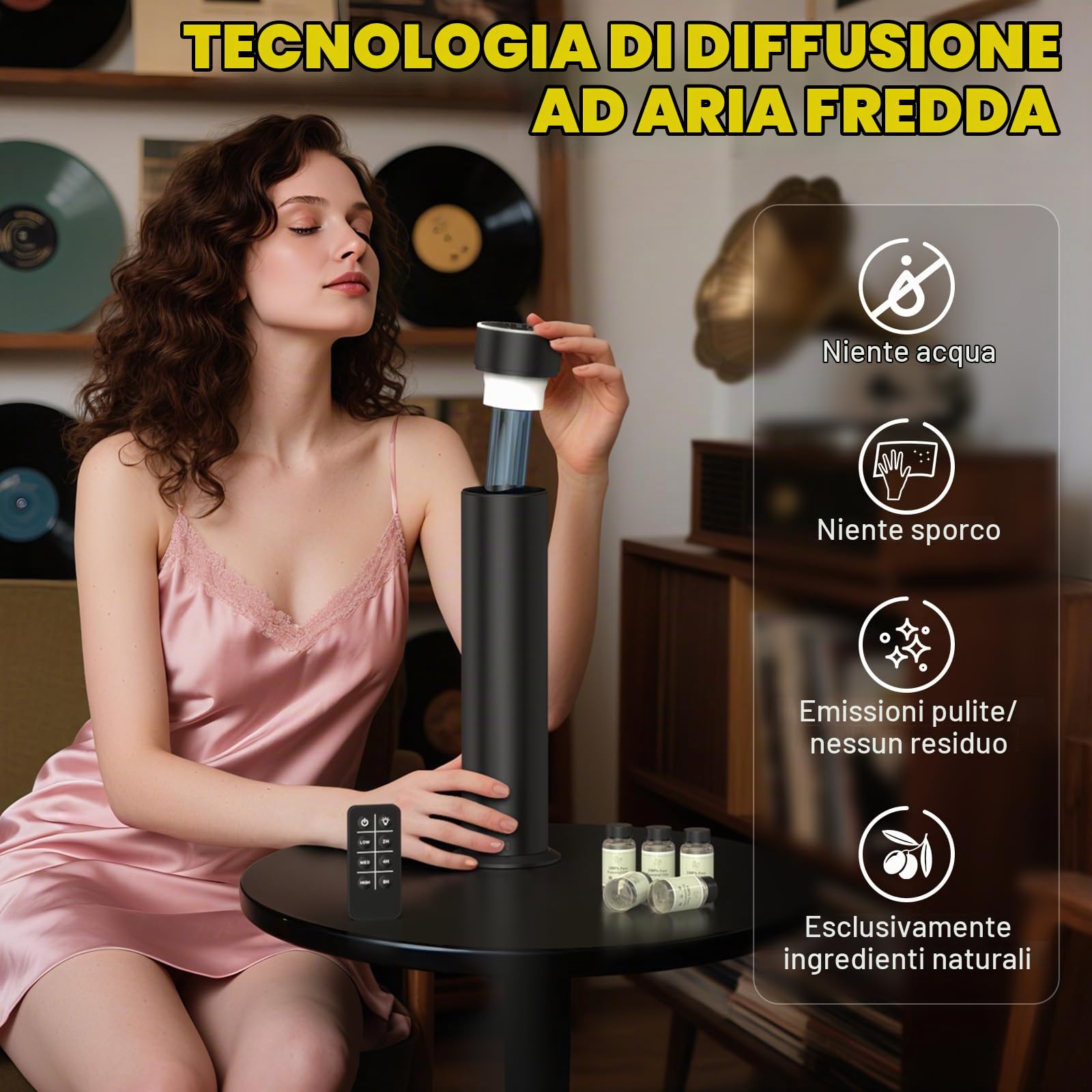 ShinePick - Set di diffusori di aromi senz'acqua, diffusore di oli essenziali, senza acqua, diffusore di profumo di lusso, con 5 bottiglie di olio essenziale