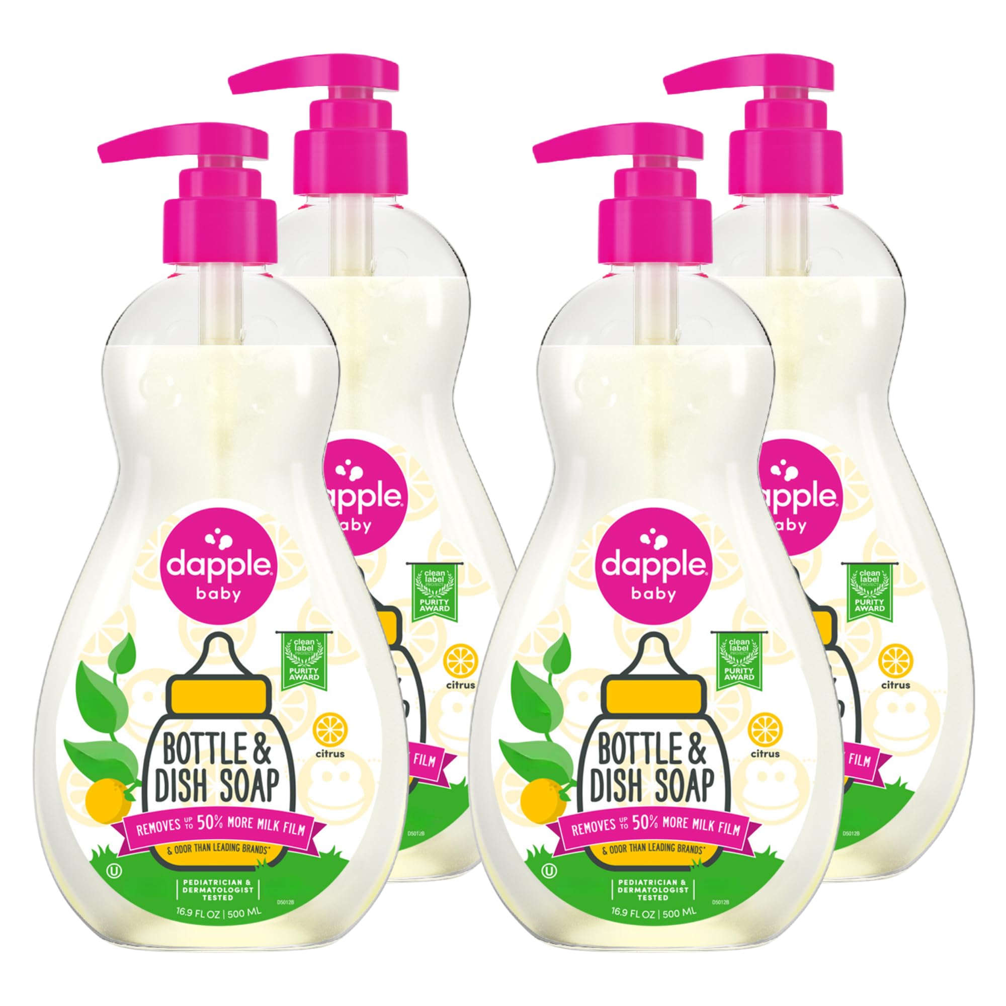 Dapple Baby - Fresh Citrus Bottle &amp; Dish Soap - 16.9 fl oz (4 Pack)