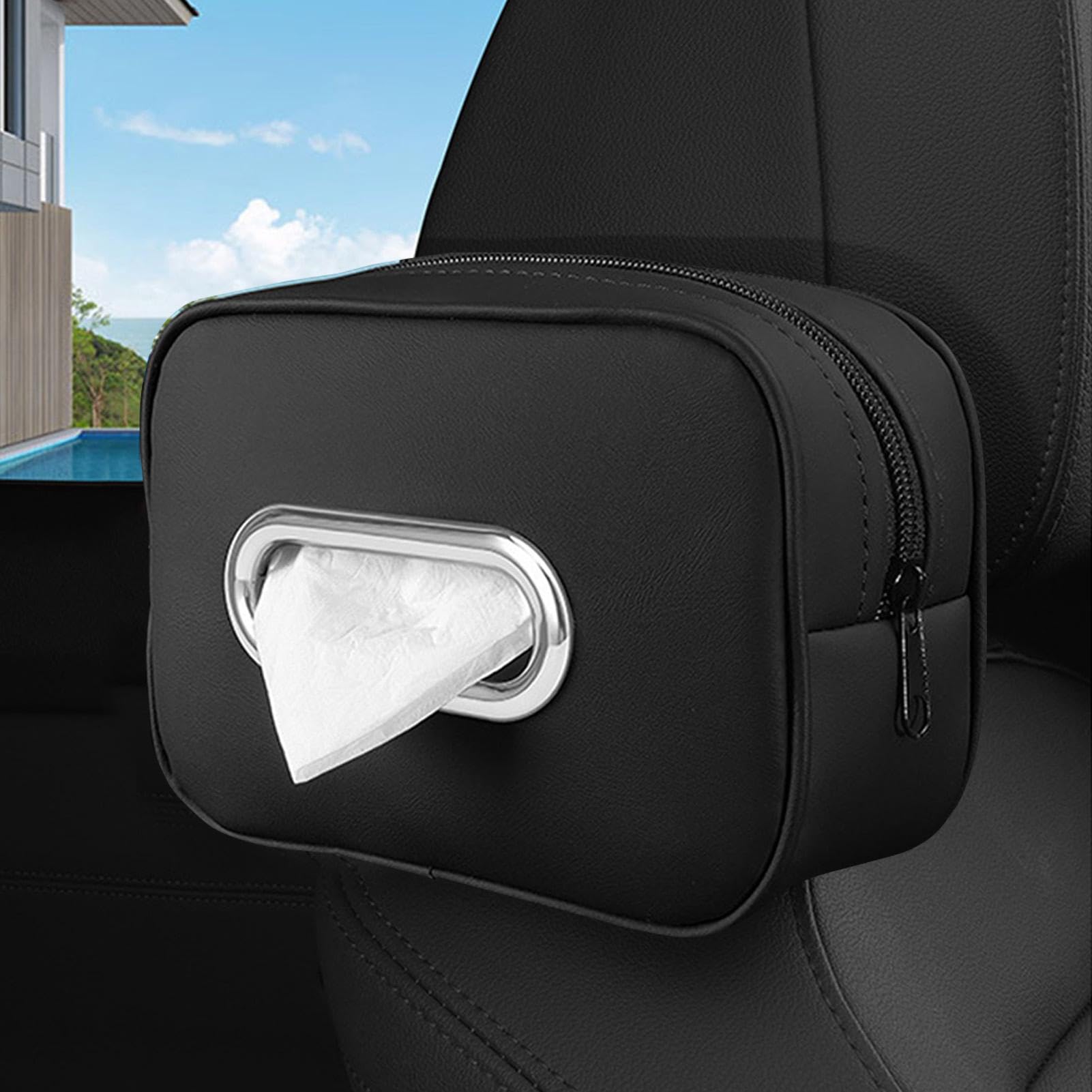Soporte para pañuelos para automóvil, Caja para pañuelos para automóvil - Cajas de pañuelos de cuero PU para automóviles,Soporte para pañuelos para visera de coche, funda para pañuelos para asiento tr
