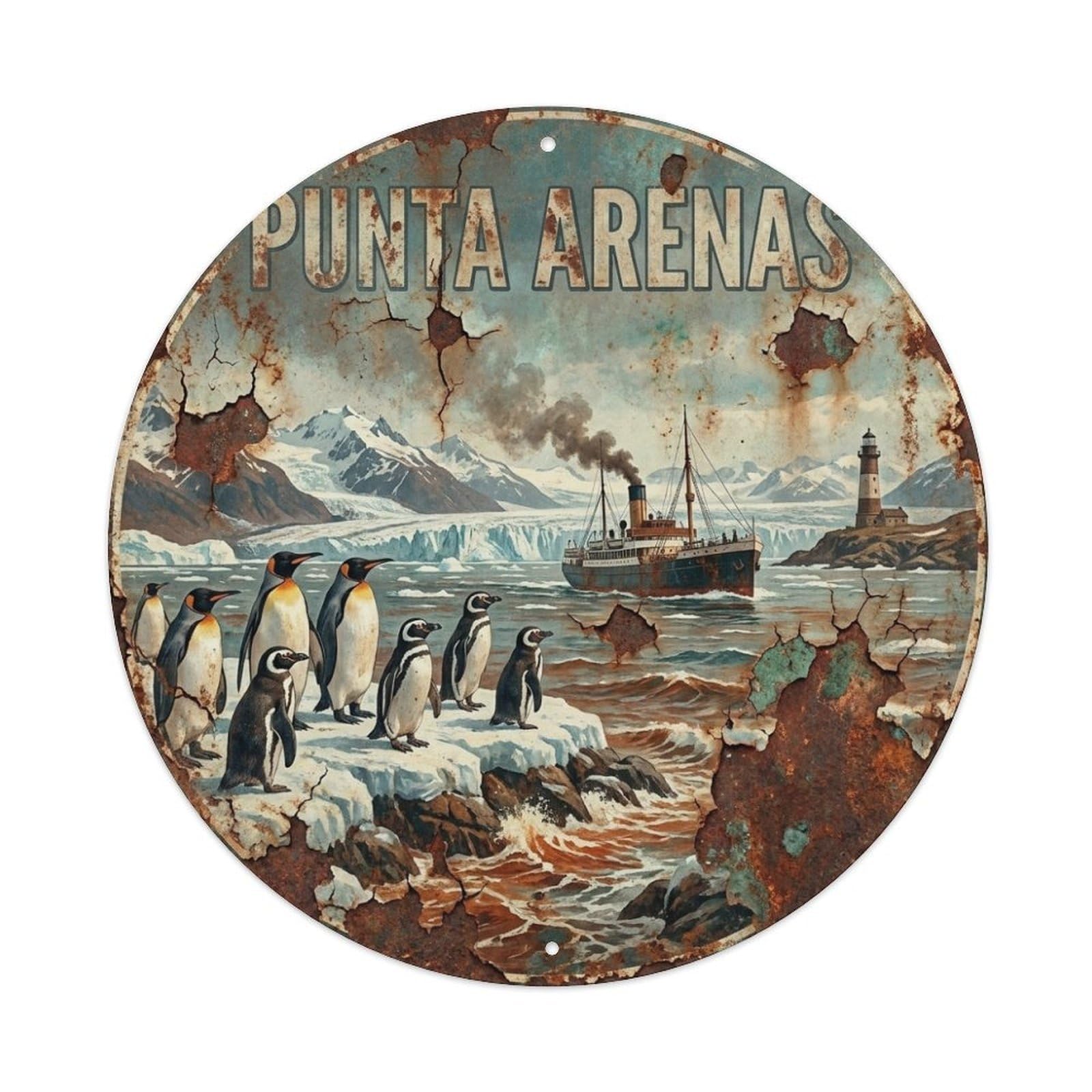 Chile Vintage Travel Punta Arenas Metal Tin Sign
