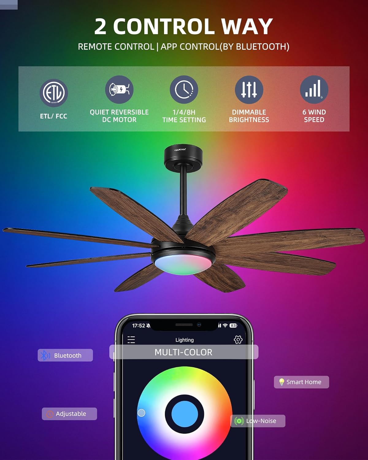 Close-up of downrod installation into the fan motor housing.