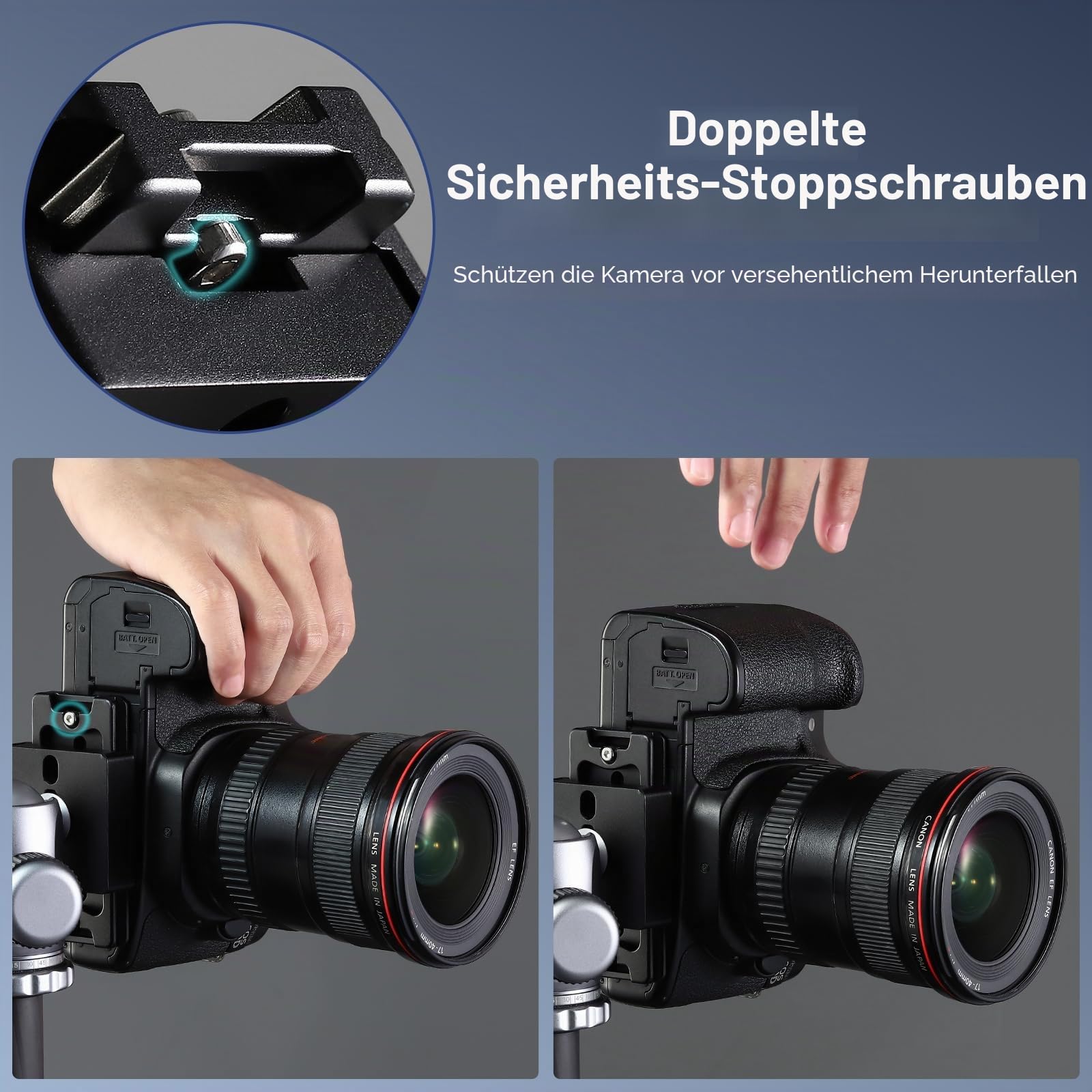 Haoge HQR-90 Arca-Platten für Stativ-Kugelkopf, 90 mm, universelle Arca-Swiss-Schnellwechselplatte für Stativ-Kugelkopf mit handverstellbarer Edelstahlschraube von 1/4 Zoll und 3/8 Zoll integriertem