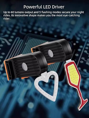 Miniatura 5 de VANAPARK - Luz trasera para bicicleta, luz trasera de bicicleta de forma creativa, luz trasera de bicicleta recargable de 60 lúmenes máx. 60