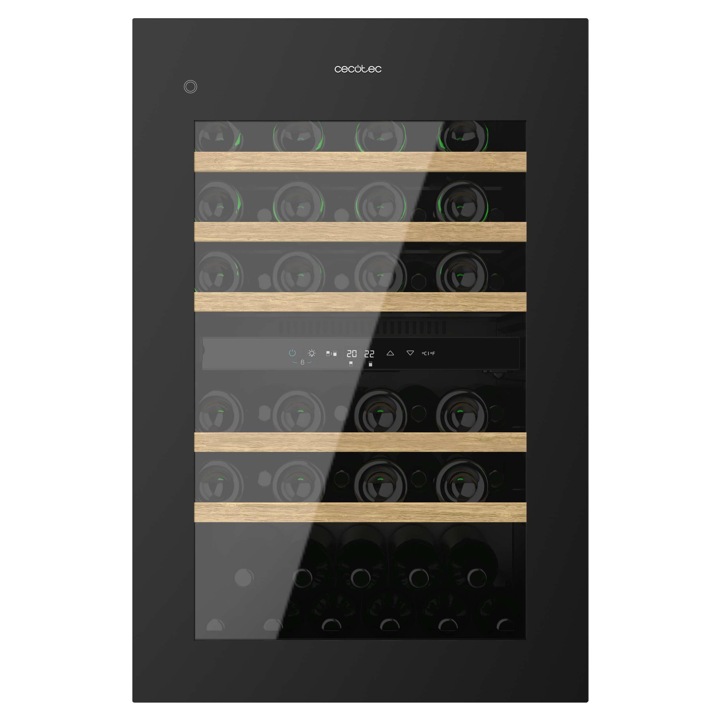 Cecotec Vinoteca Integrable 57 Botellas Bolero Grandsommelier Duo 57000 Touch Black. Acabado En Negro,Enfriamiento Silencioso (38Db) Y Panel De Control Táctil Led