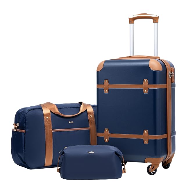 Coolife Coolife Luggage Set, PC Hardside, TSA Lock, 3-Piece, Navy(DB/TB/20)