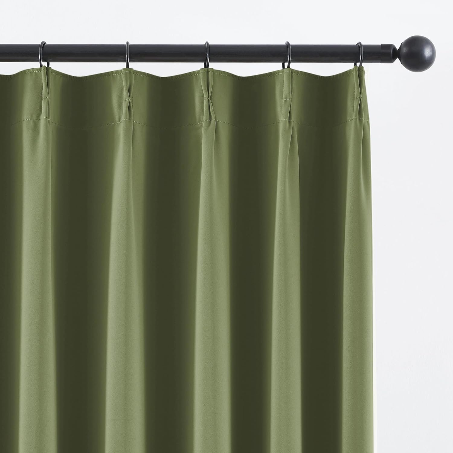 Sage Green Pinch Pleat Blackout Curtains 96 Inches Long for Living Room, Room Darkening Thermal Insulated Drapes Privacy Assured Memory Shape Pleated Panels for Bedroom with Hooks(2 Panels,40Wx96L)