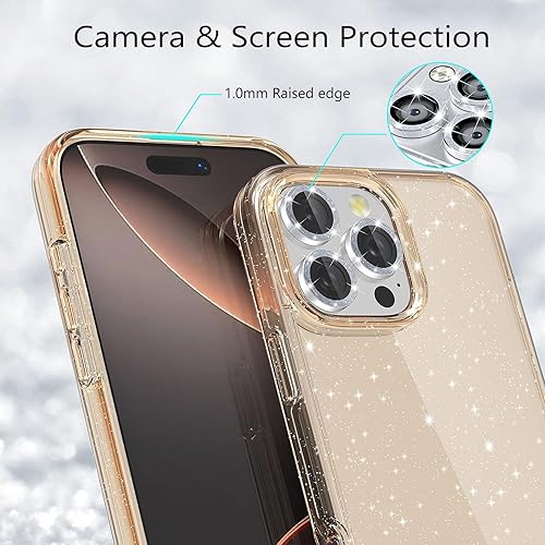 Miniatura 172 de Funda con purpurina diseñada para iPhone 15 Pro Max, con [2 unidades] protector de pantalla y [paquete de 3] protector de lente de cámara brillante
