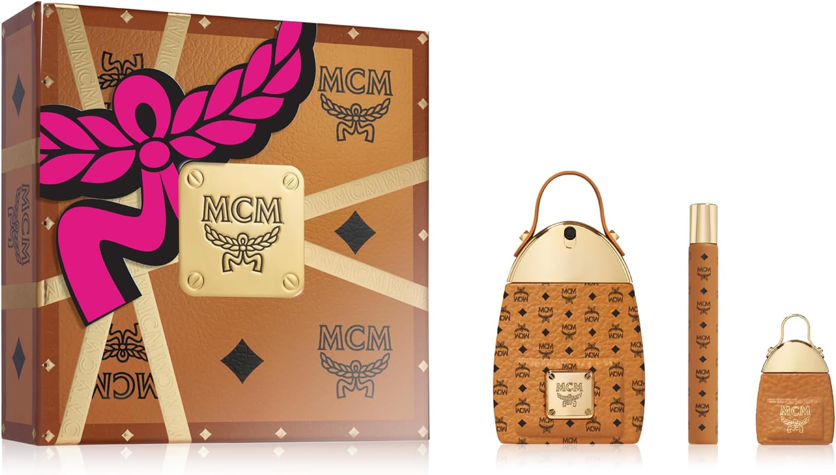 MCM Eau de Parfum 3 Piece Gift Set - Perfume Spray 2.5 Fl. Oz., Travel Spray 0.34 Fl. Oz., and Mini Spray 0.23 Fl. Oz. (Packaging May Vary - New Look. Same Product.)