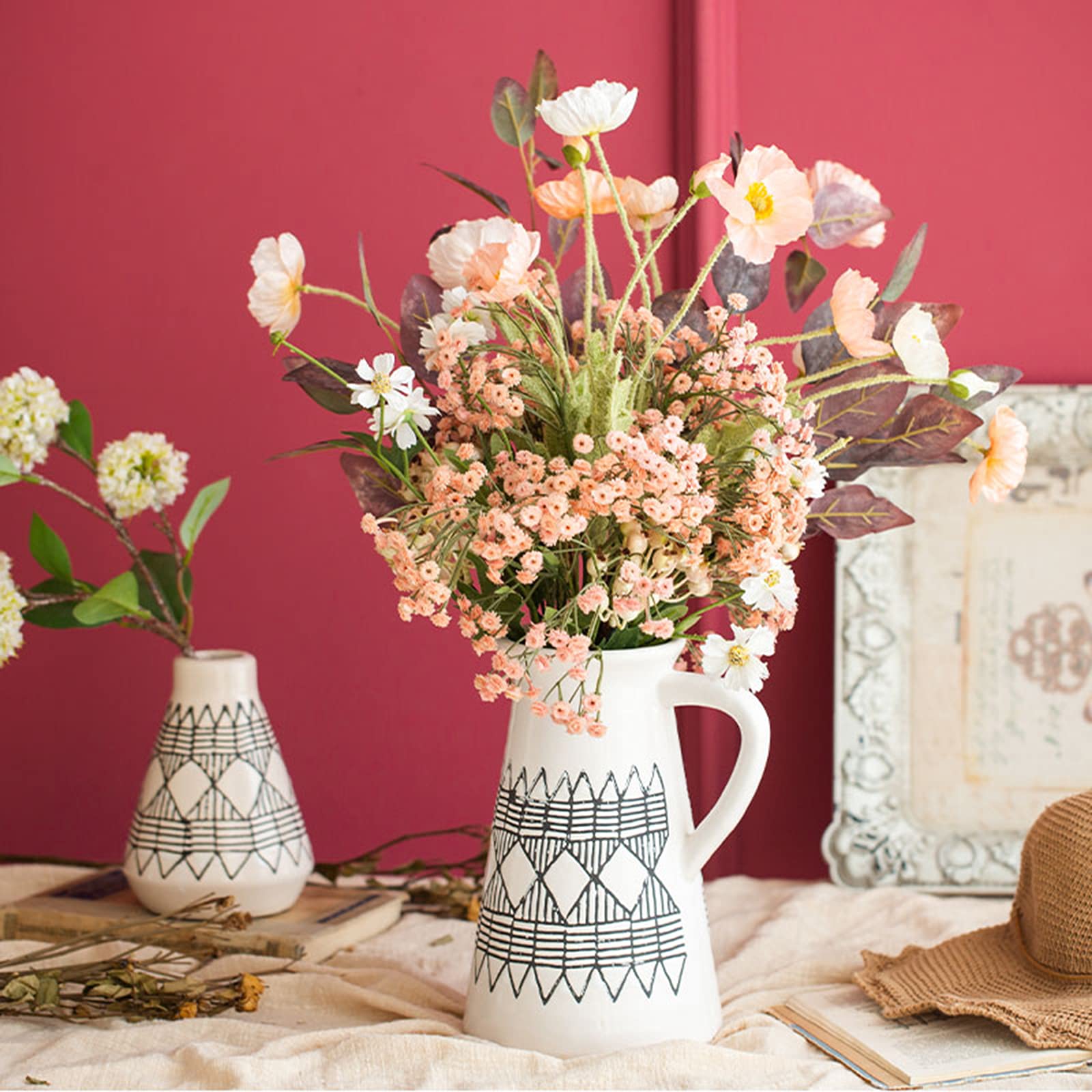 Amazon.co.jp: 創造的な幾何学模様の陶磁器の花瓶の窓帯屋内多機能花の