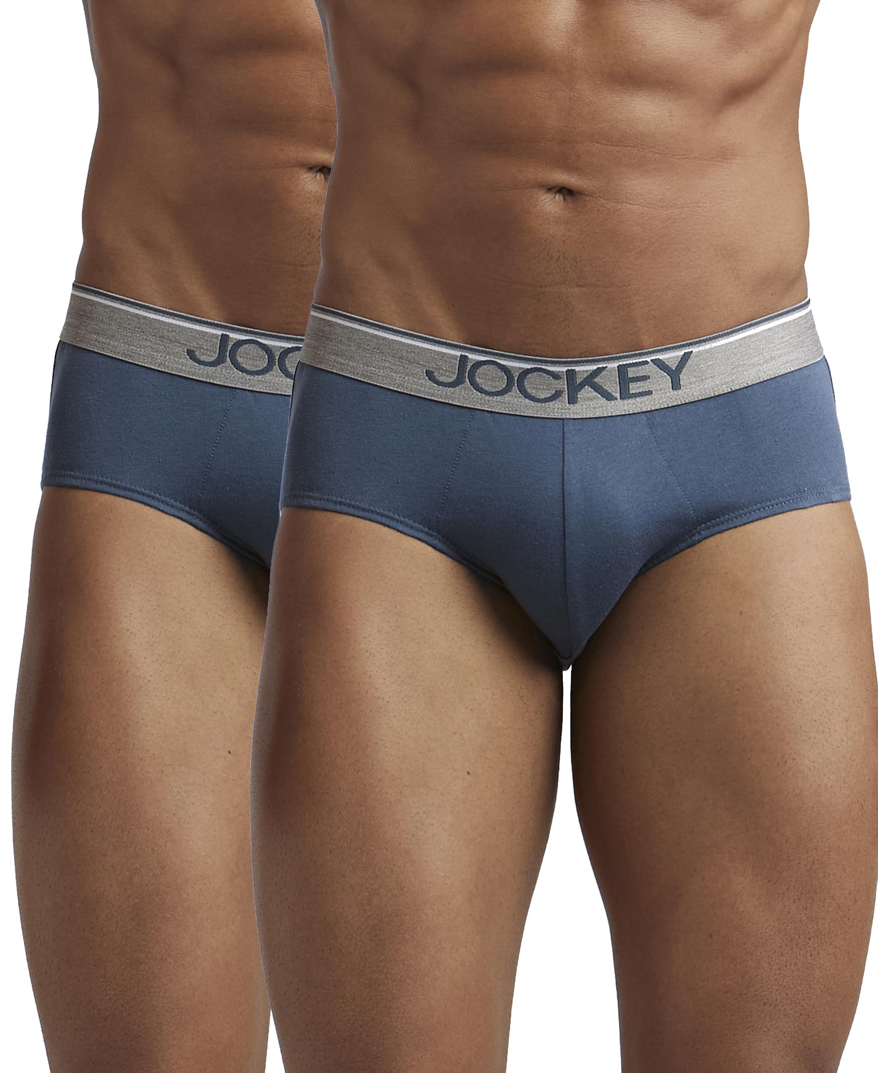 Jockey Men's Cotton Briefs (Pack of 2) (37932_Grey_XL)