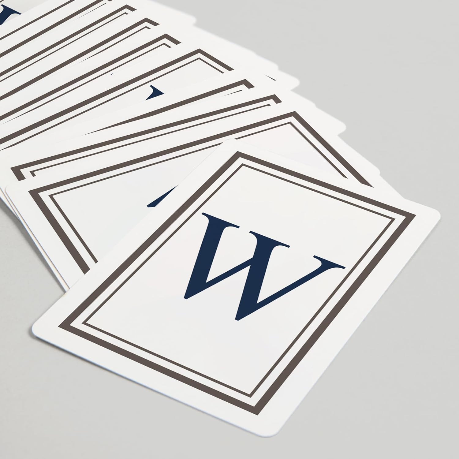 Lantern Press Monogram, Estate, Gray and Blue, W, 52 Playing Cards for Adults, Poker Size Card Deck