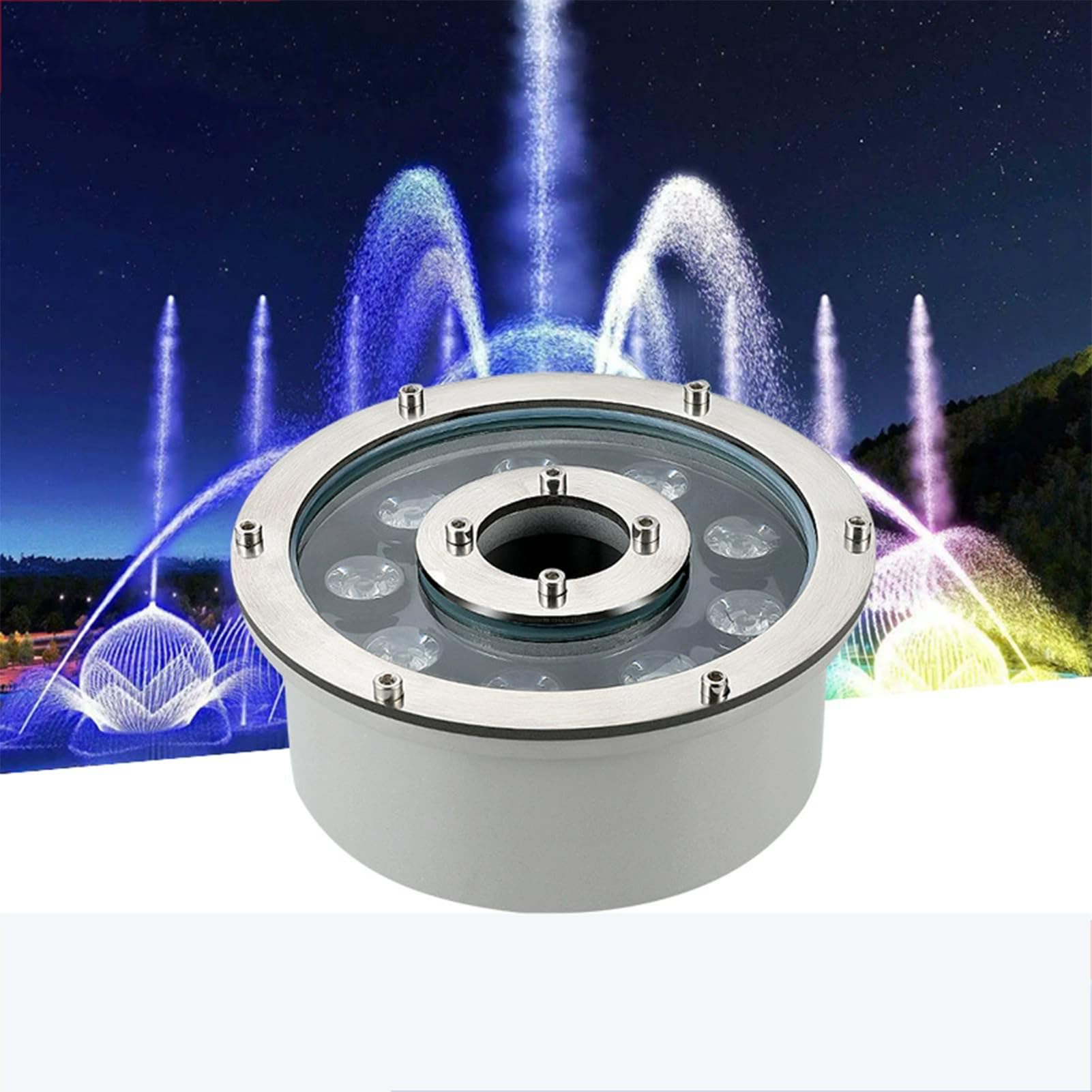 Luci LED per laghetto a bassa tensione, luce subacquea IP68, impermeabile, riflettore paesaggistico per giardino, patio, fontana, cascata, luce per piscina, blu, 18 W-AC24 V