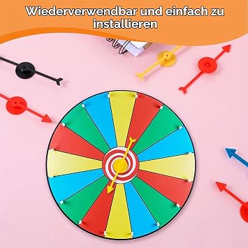 12 Stück Pfeil Spiel Zeiger Spinner10cm Kunststoff Pfeil Spinner Brettspiel SpinnerPfeil Spinner Set aus Kunststoff Für Spiele und Unterrichtrainbow spinnerglücksrad zum drehen6 Farben