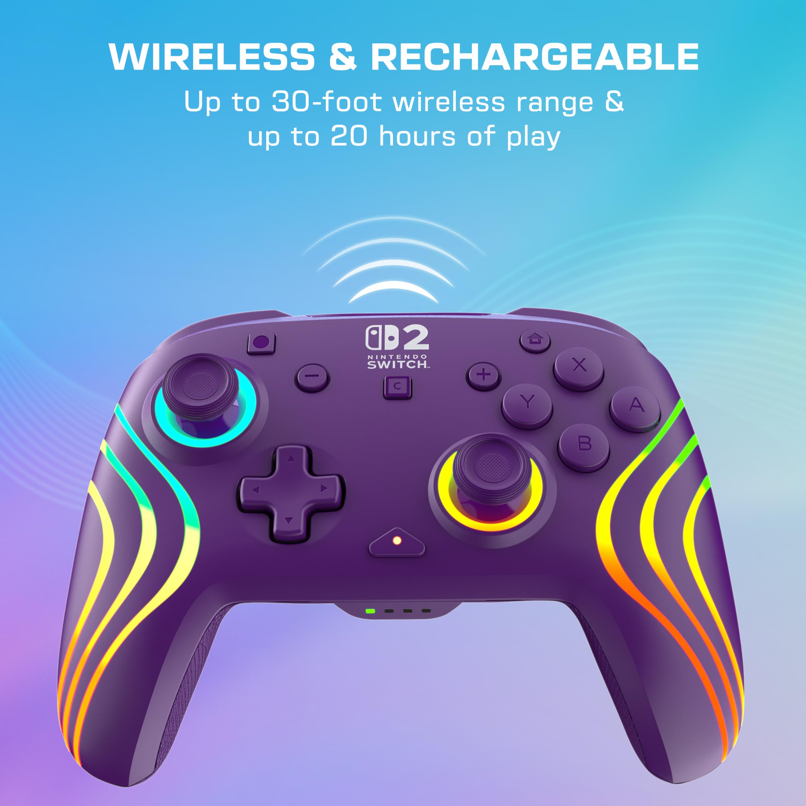 Turtle Beach Afterglow Viola Controller da gaming RGB wireless con licenza ufficiale per Nintendo Switch 2