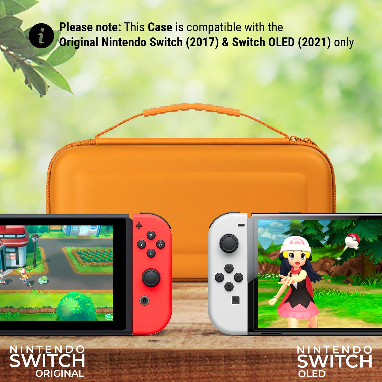 Orzly Custodia da trasporto compatibile con Nintendo Switch e New Switch Console OLED - arancia Custodia protettiva da viaggio portatile rigida Custodia a conchiglia con tasche per accessori e giochi