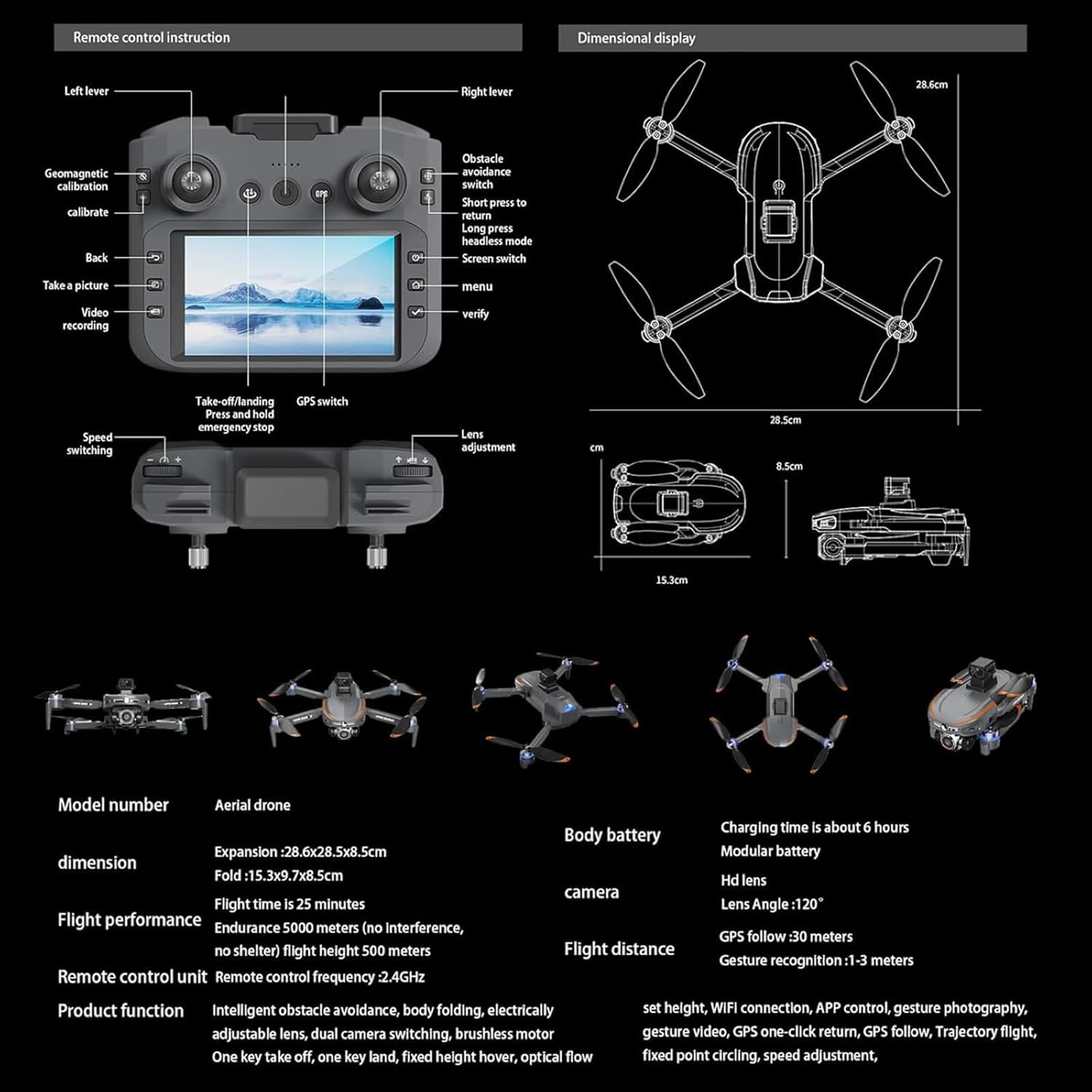 Dron z kamerą 8K dla dorosłych, mini dron FPV z dwiema kamerami, inteligentne omijanie przeszkód, składana konstrukcja, sterowanie za pomocą aplikacji, śledzenie GPS, dla początkujących