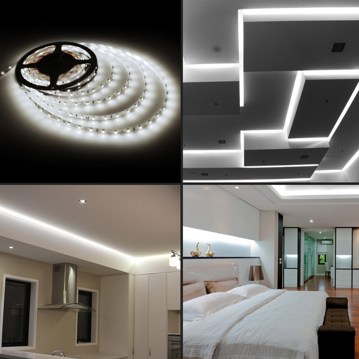 XUNATA Bianco Strisce LED con Interruttore e Alimentatore 220V, 3014 120LED/m, IP65 Impermeabile, Flessibile Striscia a LED per Scaletta Tetto Cavi da Cucina Decorazione- 25m