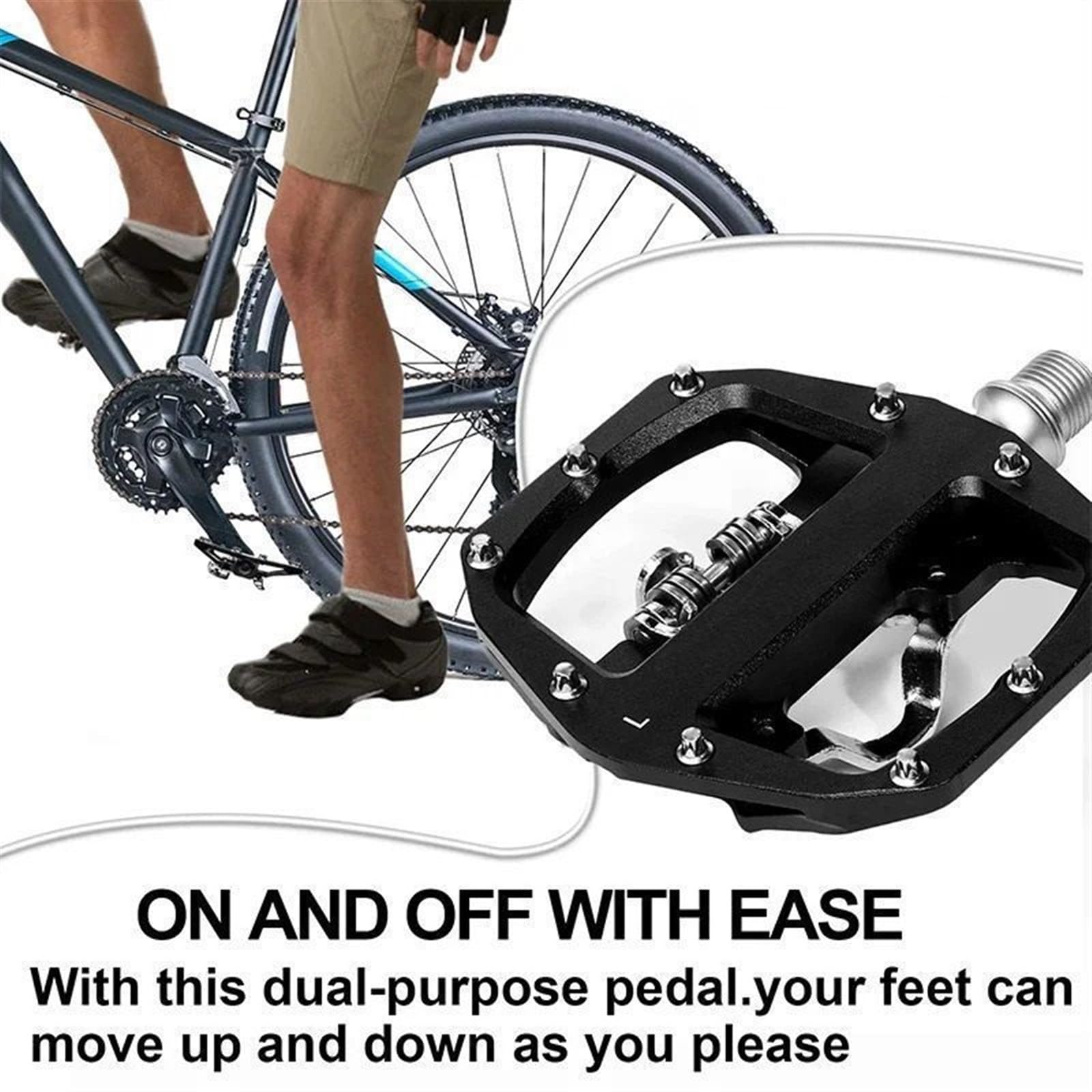MKBHD Pedał samoblokujący do roweru górskiego z uszczelnionym łożyskiem, pedał blokujący MTB, pasuje do pedału SPD Ultralight Dual Function Clipless, część rowerowa(Black Pedal)