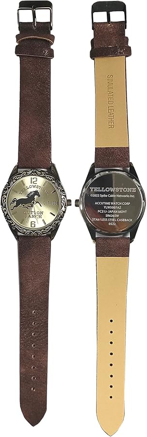 Yellow Stone コンチョ レザーウォッチ コイン カービング 稼働品