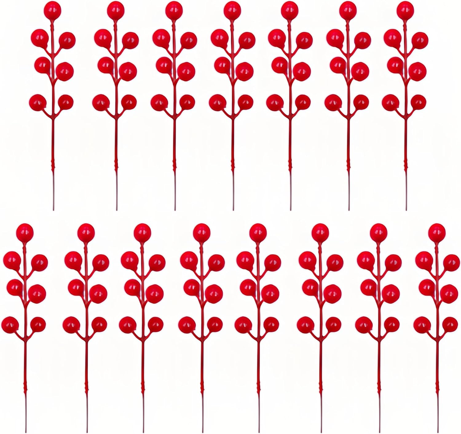 15 Pack 7 Inch Artificial Red Berry Picks Plus 71pcs Gifts for Christmas Tree Burgundy Red Berries Stems Holly Berry Branches Ornaments Wreath Crafts Wedding Holiday Season Winter Home Decor
