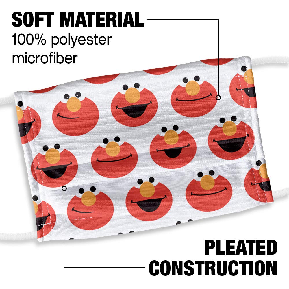 Popfunk Sesame Street Simple Elmo Pattern 1-Ply Reusable Face Mask Covering with Adjustable Nose Wire, Kids