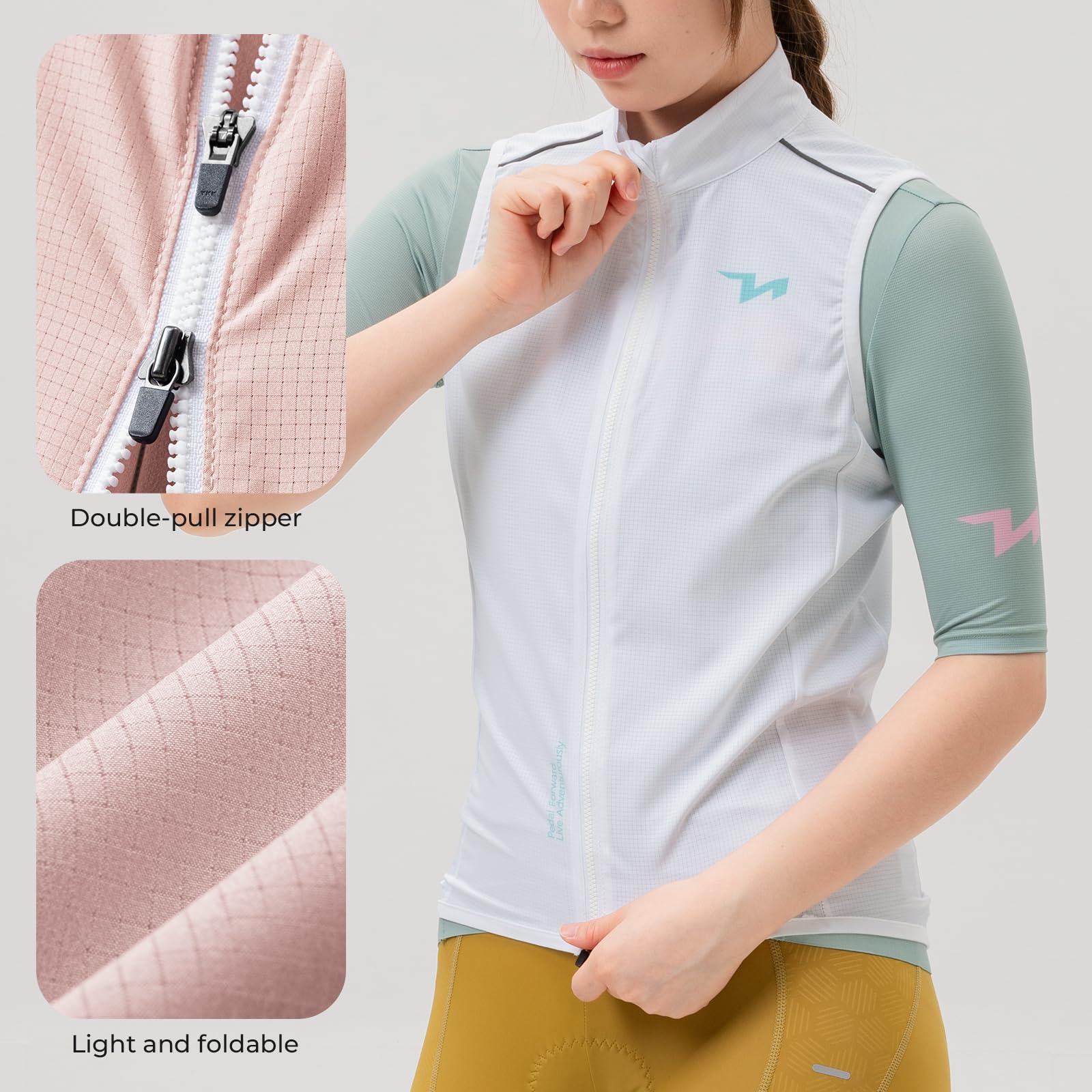 ROCKBROS TVI Chaleco de Ciclismo Mujer Impermeable Transpirable Ligero sin Mangas para Commuting Running y Senderismo