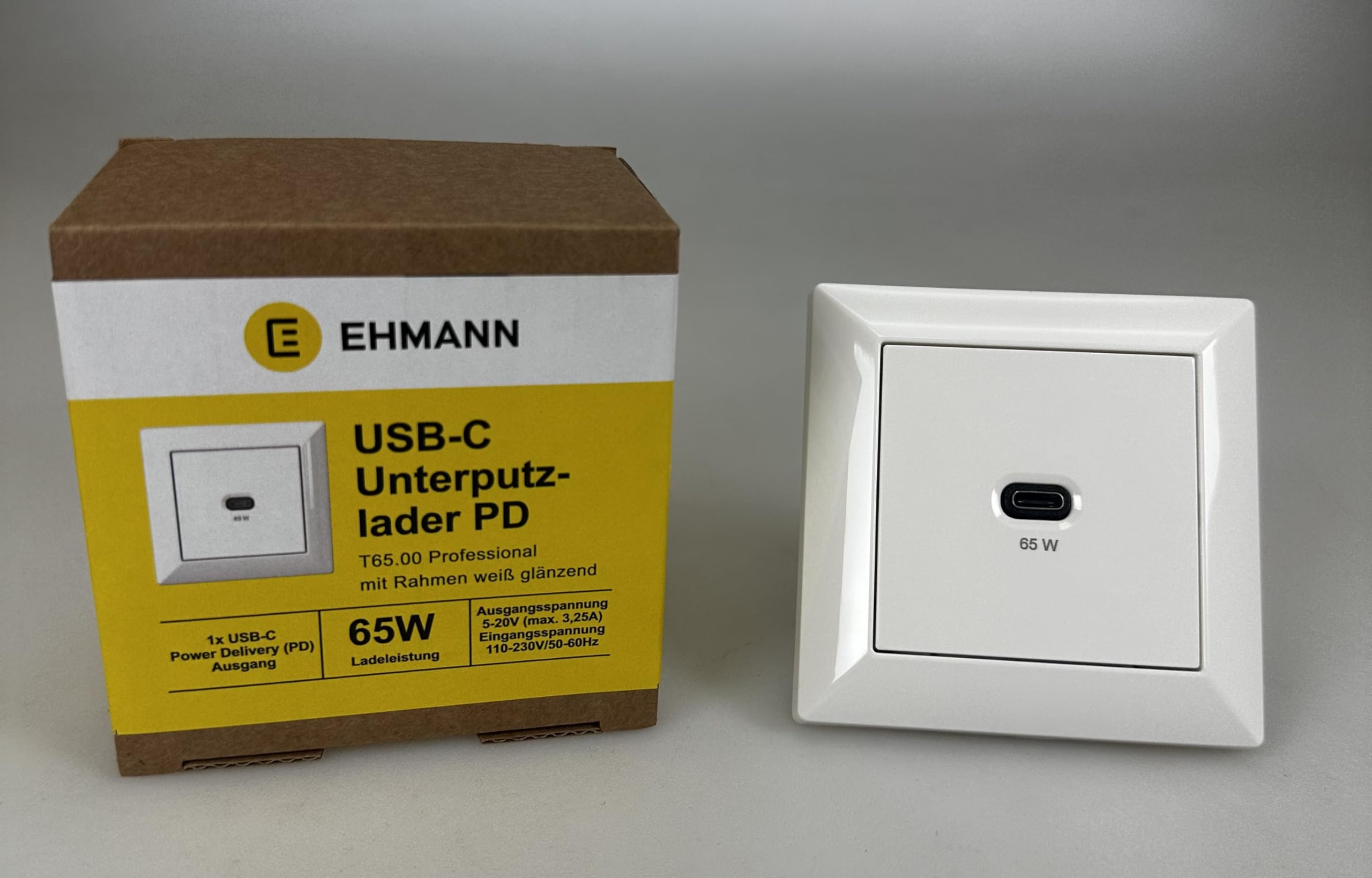 Estación de Carga USB empotrada, Cargador USB-C de 65 vatios, Blanco