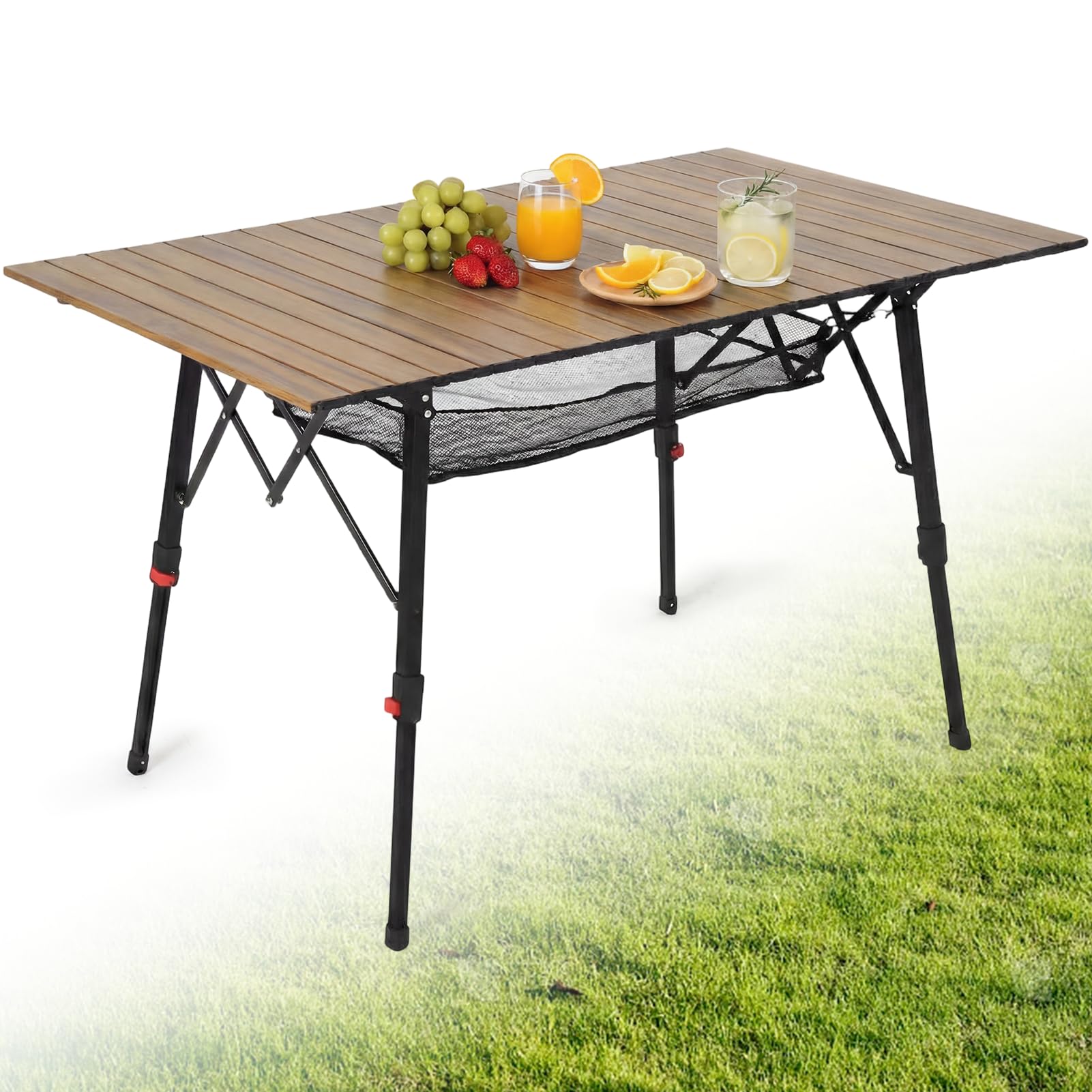 HAUSPROFI Campingtisch Klappbar Aluminium Höhenverstellbar Falttisch mit Aufrollbarer Tischplatte Tragetasche & Netztasche für Camping Picknick Garten Balkon Outdoor, Model 2026