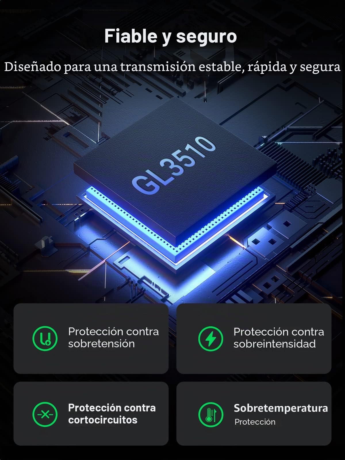 UGREEN Hub USB 3.0 7 Puertos con Interruptor y Fuente de Alimentación de 24W (12 V/2 A), Ladrón USB 3.0 de 7 Puertos 5Gbps con Adaptador de Corriente 5V 2A y 1M Cable Compatible con PC, Macbook