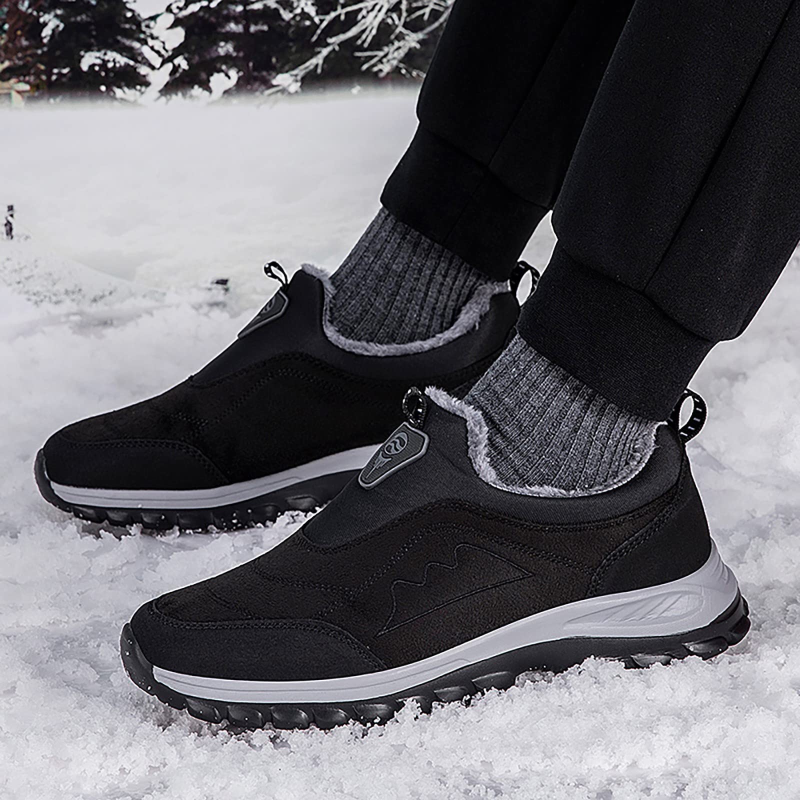 Générique 2027-Bottes de Neige Homme Hiver Chaudes Bout Rond Semelle Plate Antidérapante Confortable Coton Urbaines