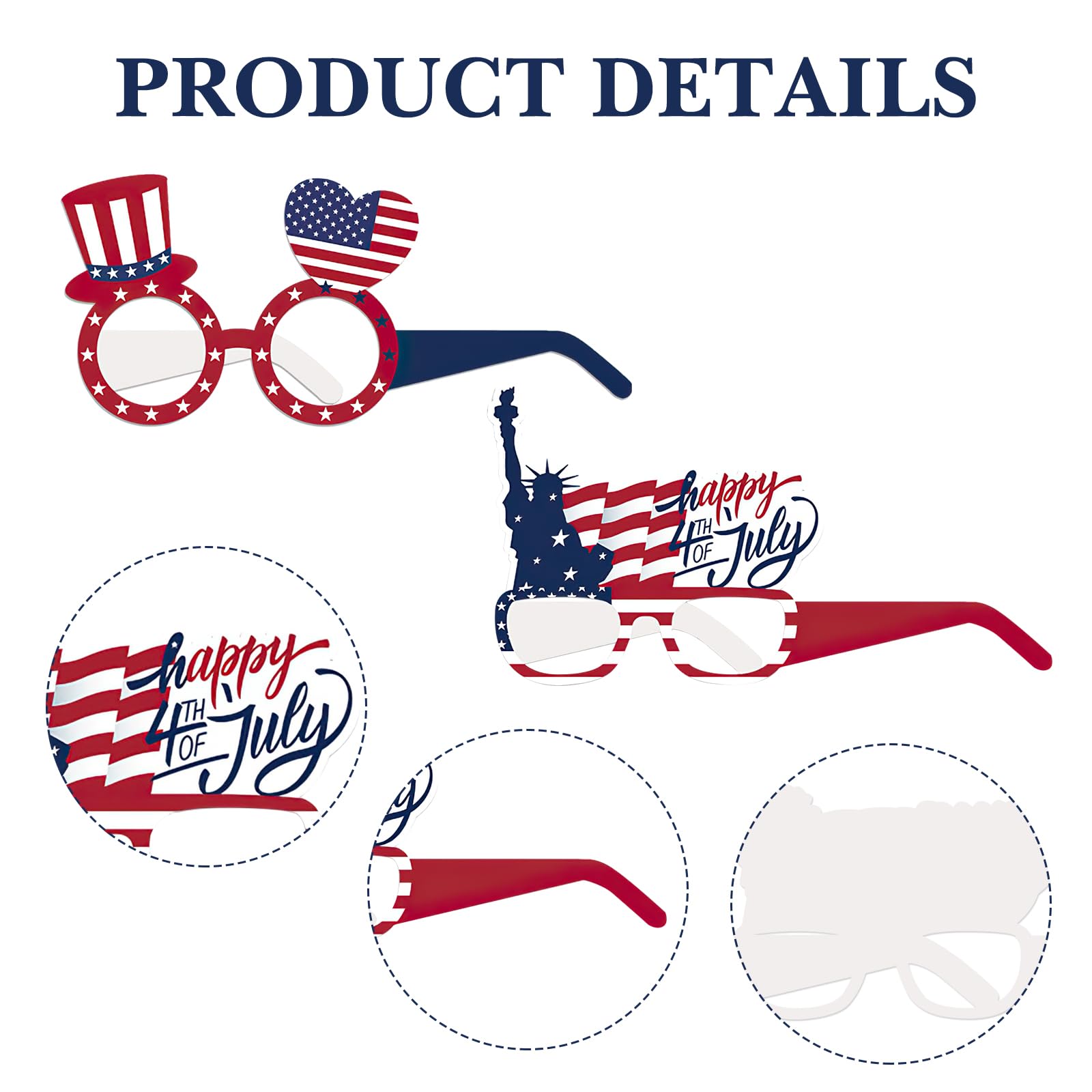 WchoeSS 12 pcs 4th of July Party Glasses, Independence Day Accessories, American Patriotic Eyeglasses - Image 3