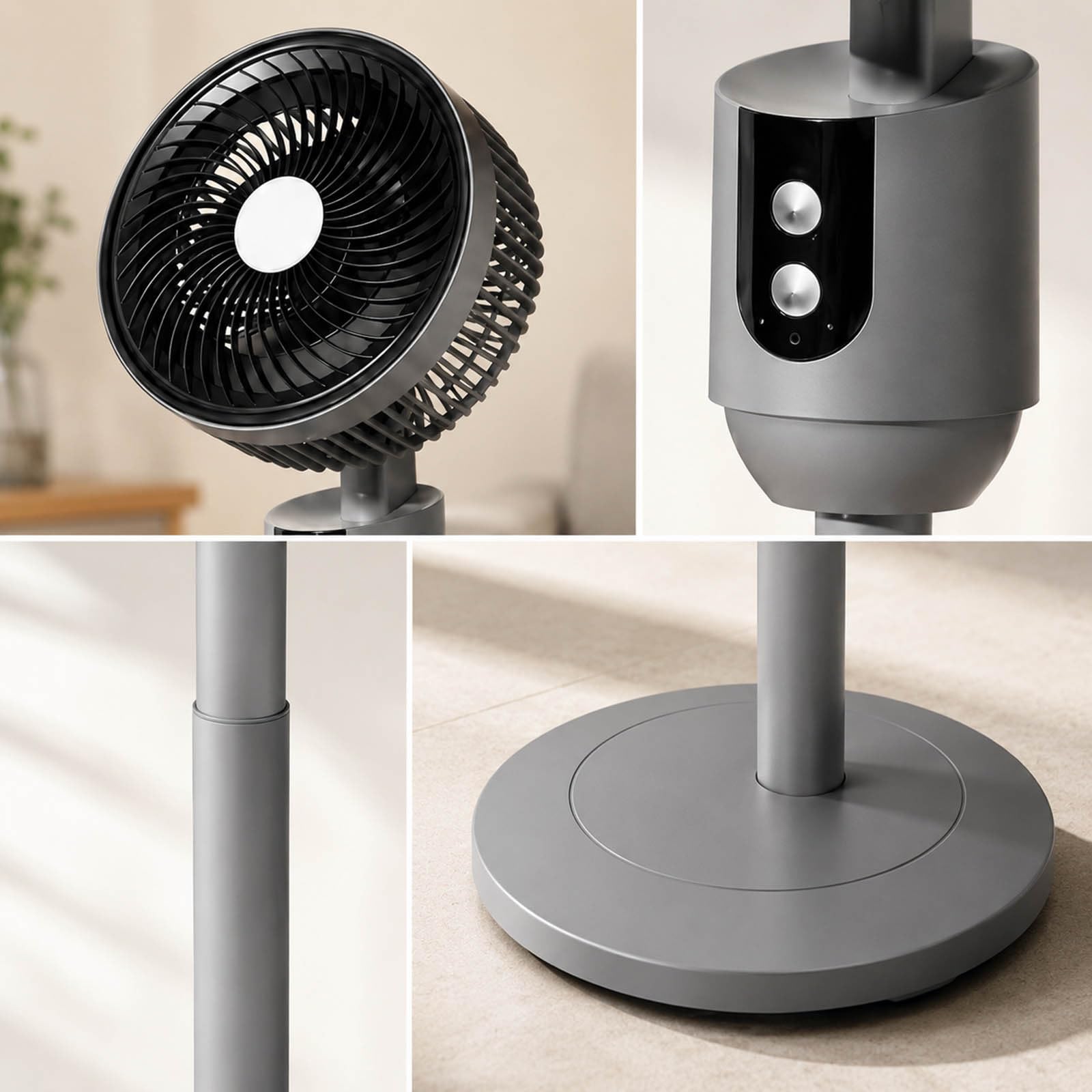 Tragbarer Stand-USB-Ventilator, höhenverstellbar, leise Luftzirkulation, für Zuhause, Schlafzimmer, Schreibtisch, Arbeitsplatz, mit oszillierendem Kopf, mehrere Geschwindigkeitsstufen