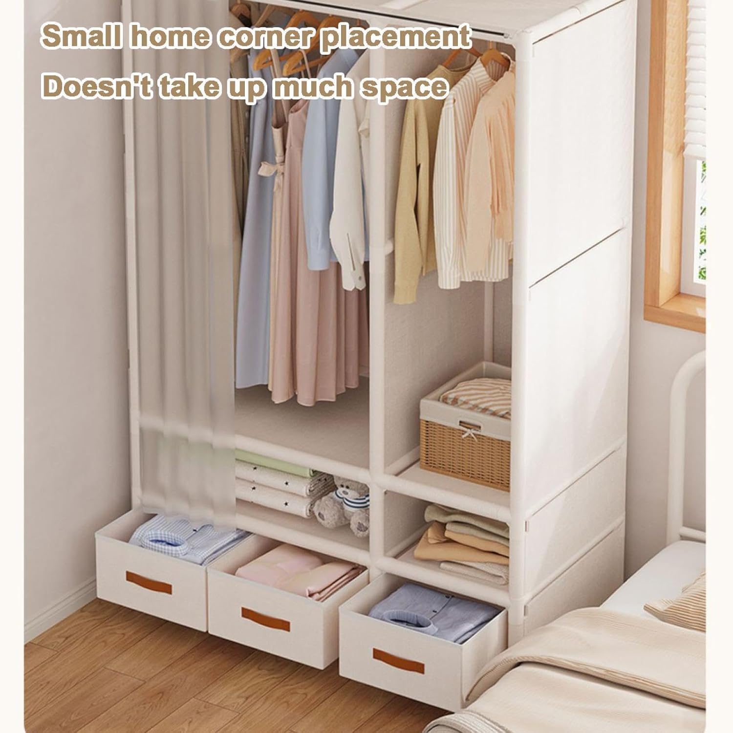 Dust Closet Household Bedroom Economic Simple Cabinet Dust Storage Shelves Rental Room Closet Strong and Durable