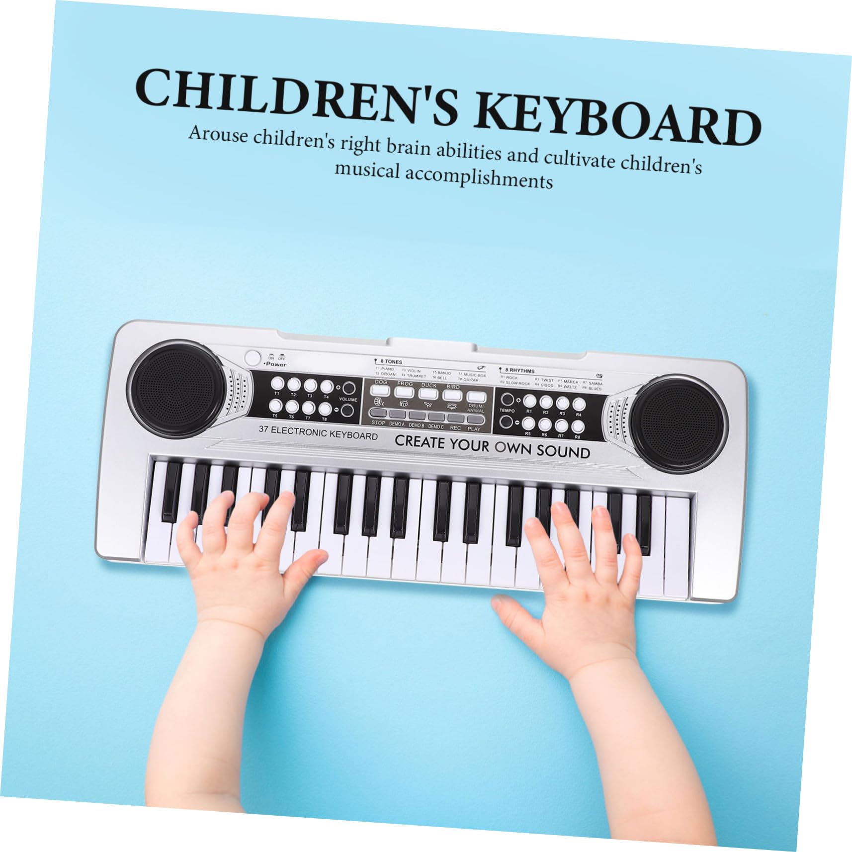 Juguete de Piano para Niños de 37 Teclas, Plástico Plata