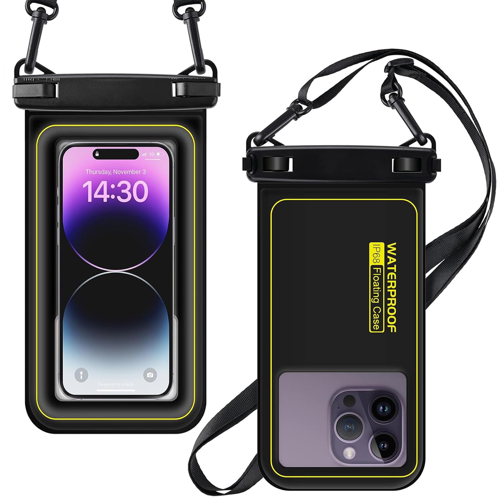 Guzack Waterproof Phone Pouch IPX8 Floating Underwater Phone Case, Dry Bag Holder for iPhone 15 14 13 12 11 Pro Max XS Plus Galaxy Samsung Phone Protector for Vacation Beach Swimming Up to 6.8"