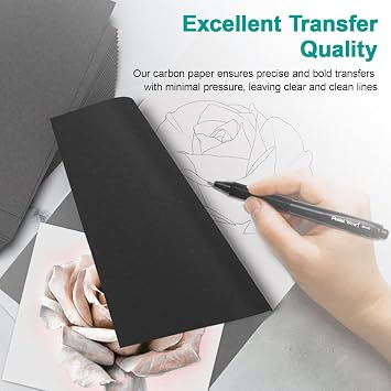 100 Sheets Black Transfer Paper,Tracing Graphite Transfer-Paper Carbon Paper for Tracing Drawing Patterns on Wood Projects Canvas Fabric Artist Lettering Sketch Drawing (A4/8.27 x 11.6 Inches)