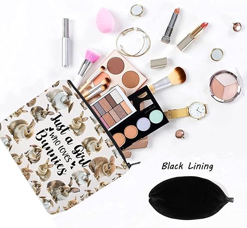 Miniatura 3 de LEVLO Divertida bolsa de cosméticos de conejo, regalo para amantes de los animales, solo una chica que ama a los conejitos, bolsa de maquillaje con