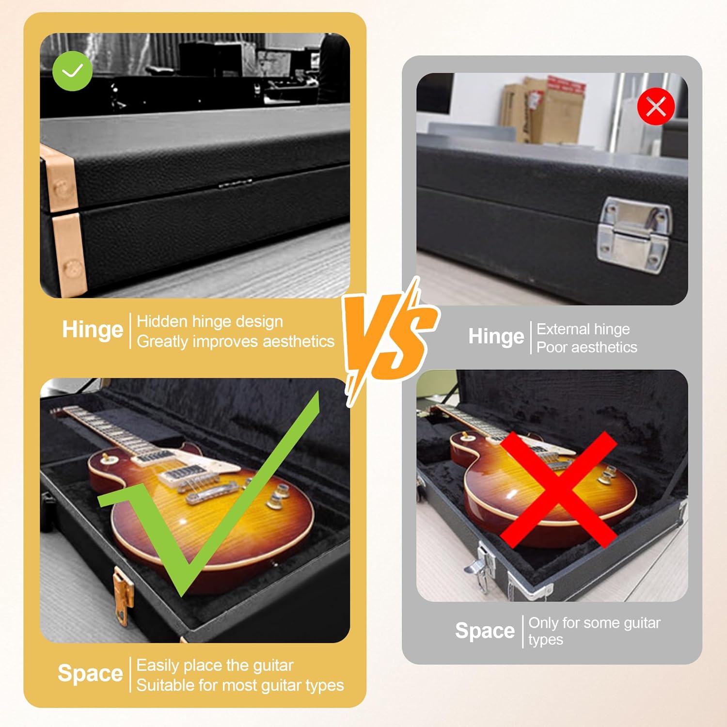 zachary Bass Guitar Hard Shell Case With Lock For Square Bass Guitar 45in Bass Guitars Hard-Shell Protective Carrying Case fit IBANEZ、FENDER Model with Security Lock Metal Feet (Classic Black)