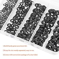 Vista 7 de 300 Piezas 5 Tamaños Arandelas de Bloqueo de Estrella con Diente Interno, Arandelas de Bloqueo de Velocidad Rápida, Tuercas de Empuje, Clips