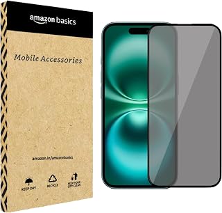 amazon basics Edge to Edge Privacy Tempered Glass for iPhone 17 with Easy Self Installation Kit | Black Price In India