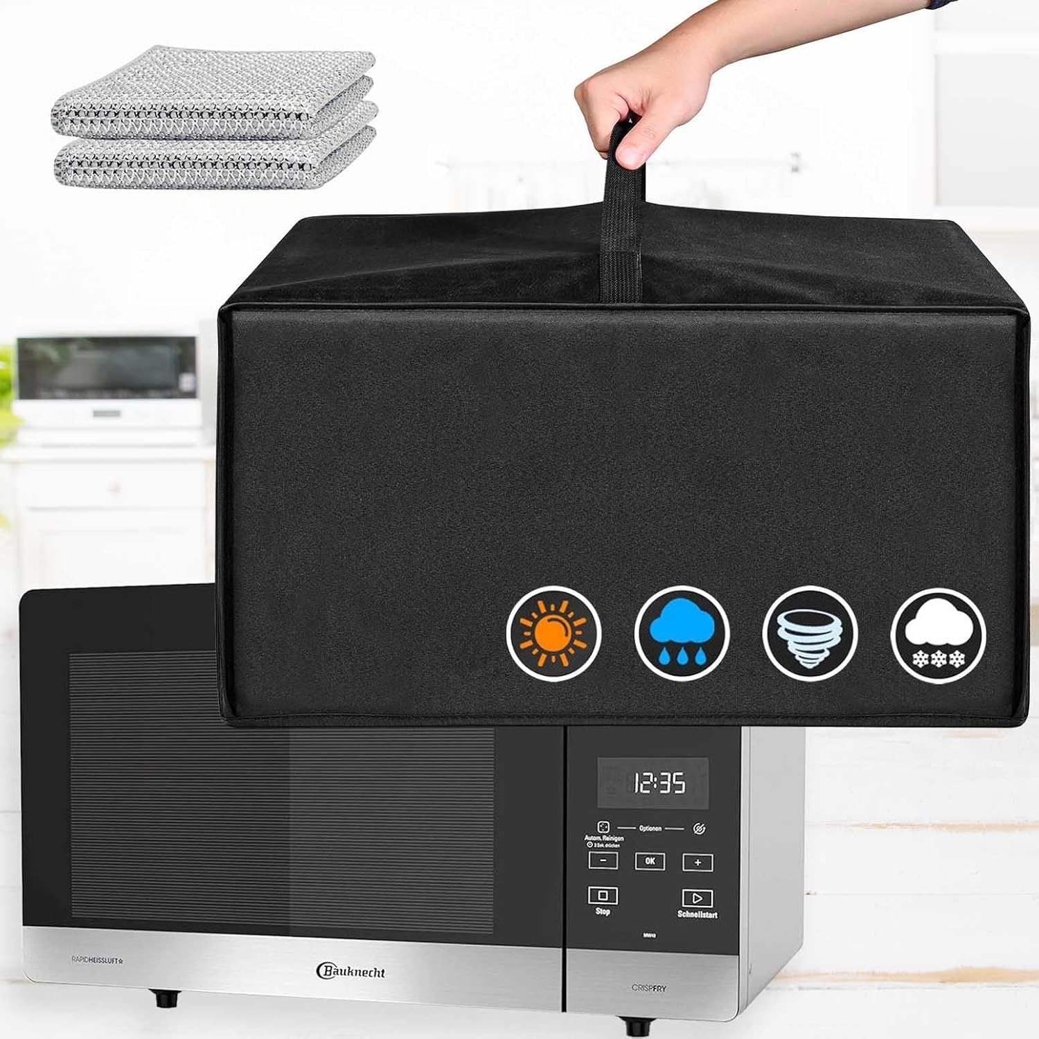 Protezione antipolvere per forno a microonde, resistente al calore, impermeabile, antipolvere, per la maggior parte dei fornelli a microonde da 20 litri sul mercato [60 cm x 52 cm x 33 cm]