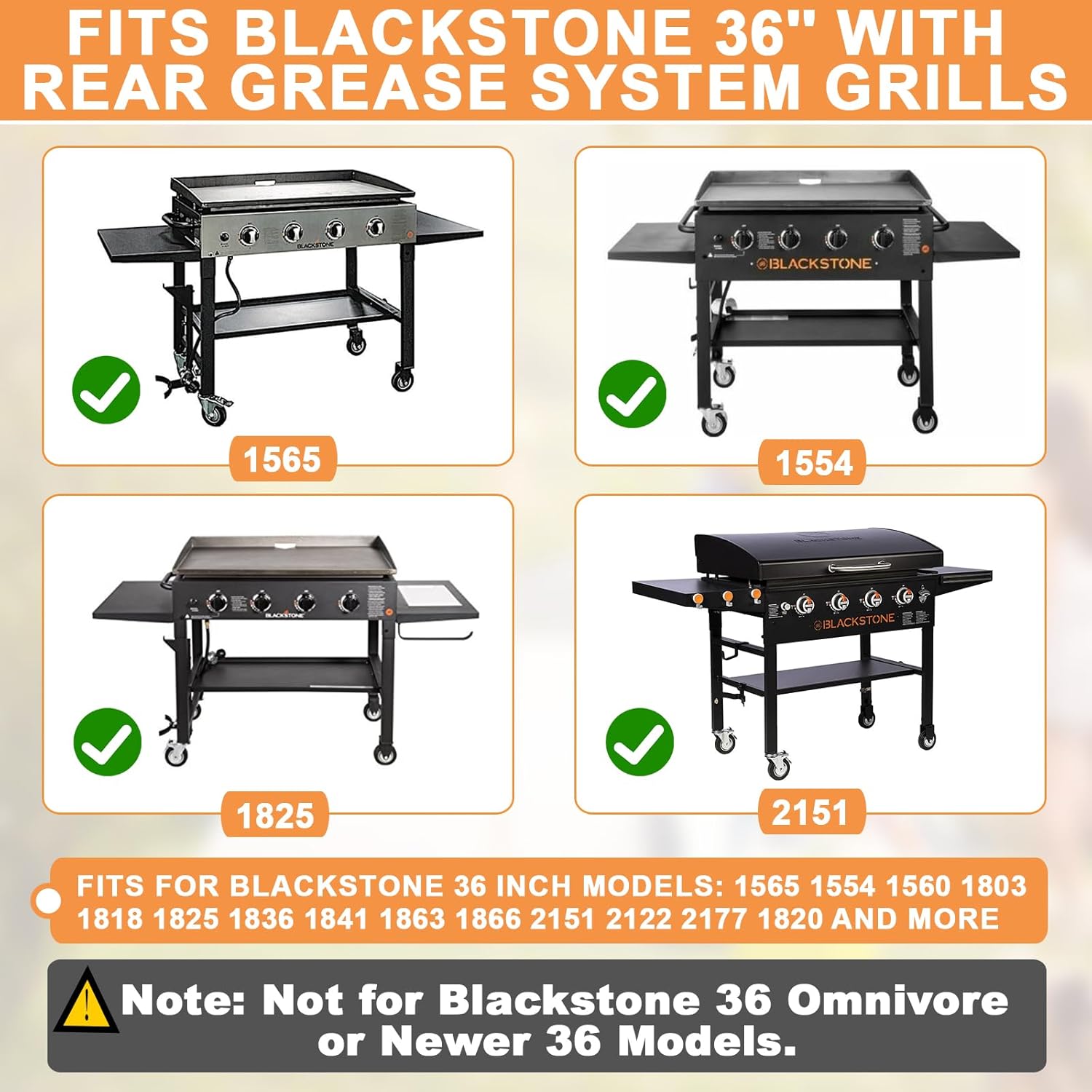 Upgraded Griddle Top Replacement for 36" Blackstone Griddle Parts w/Rear Grease System, Grill Plate for Blackstone Accessories 4-Burner 1866 1554 1818 1836, Non-toxic Heavy-duty Steel Flat Top Griddle