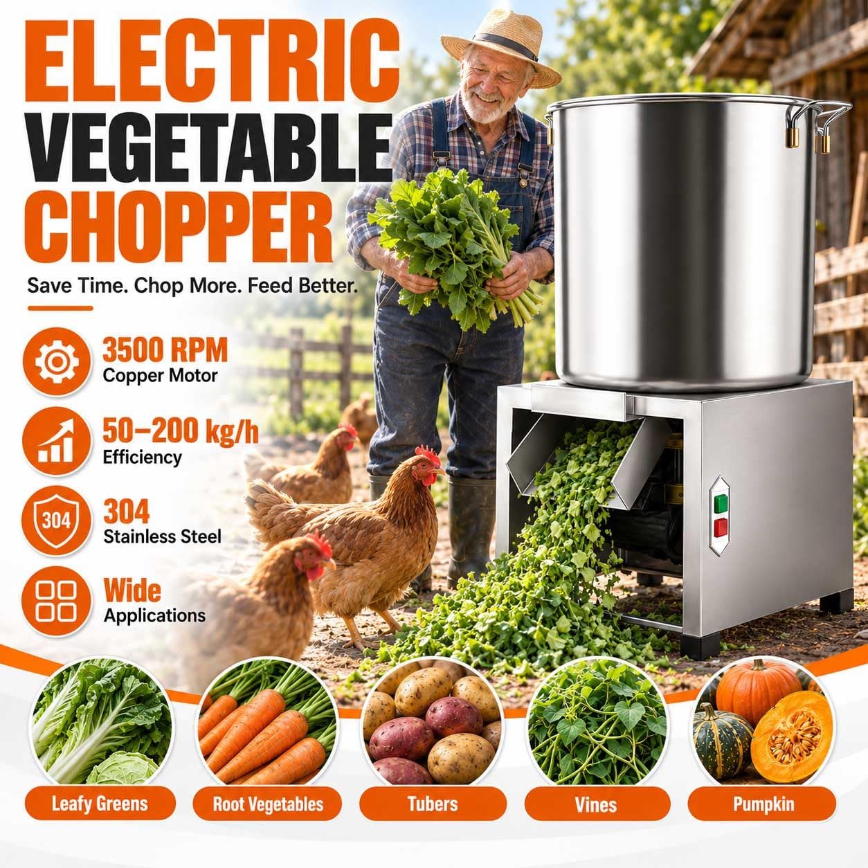 1800w Geflügelfutter-Häcksler,Elektrischer Gemüseschneider Für Hühner 1800W
