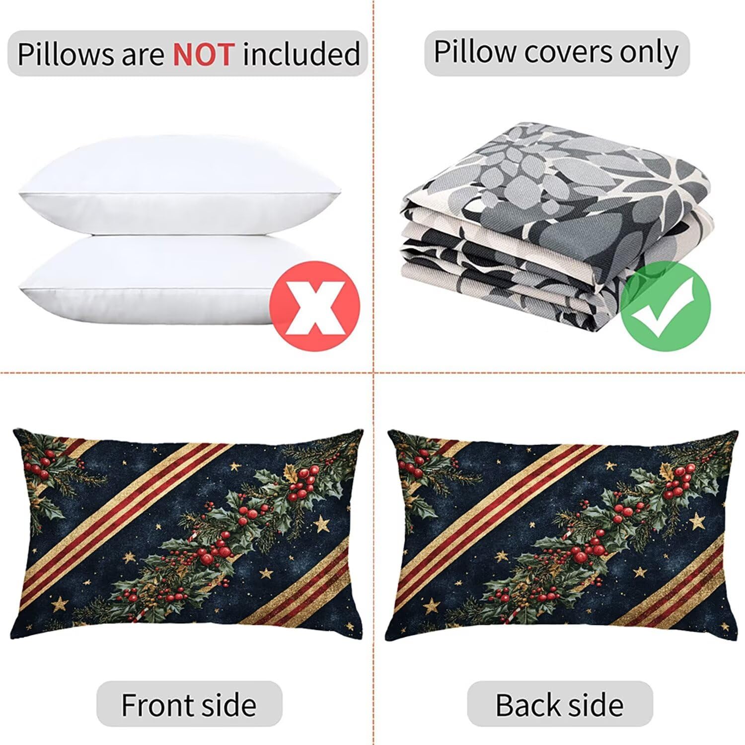 Poszewka na poduszkę 70 x 90 granatowy zestaw 2, Boże Narodzenie poszewki na poduszki aksamitna sofa, wodoodporna poszewka na poduszkę poszewka na poduszkę do łóżka, miękka oddychająca poszewka na