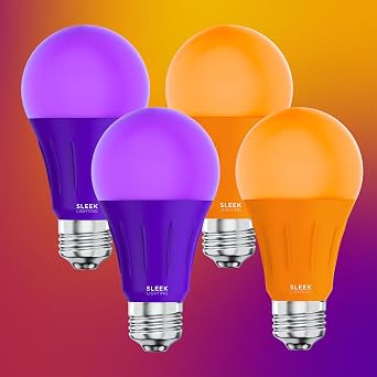 LED A19 Light Bulb, 120 Volt - 3-Watt Energy Saving - Medium Base - UL-Listed LED Bulb - Lasts More Than 20,000 Hours (Purple and Orange)