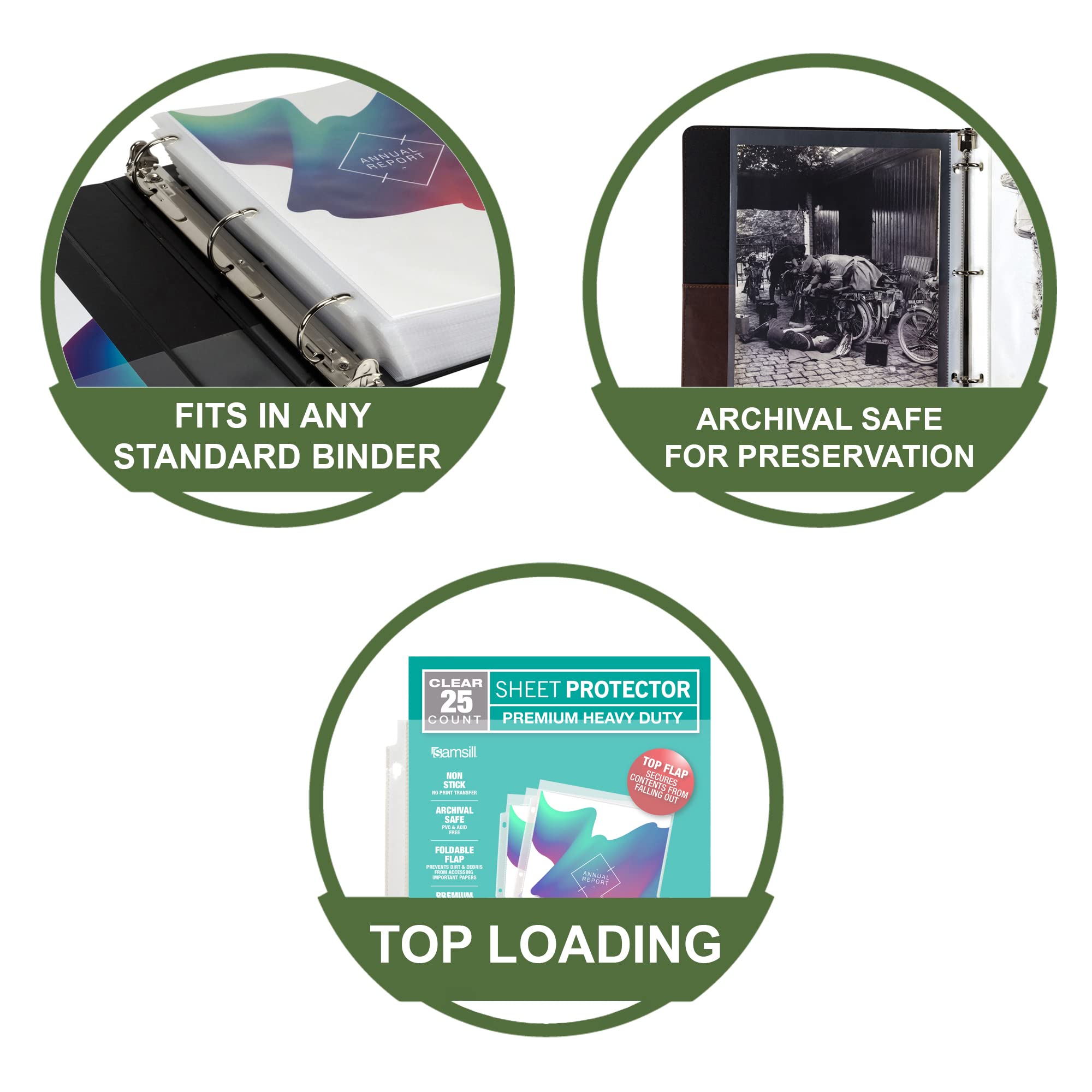 Samsill 25 Pack Secure Locking Clear Sheet Protector, Super Heavyweight 5mil, Archival Safe and Top Loading