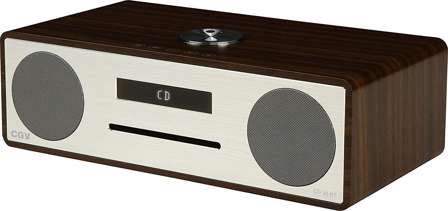CGV CD30BT Radio Vintage CD/FM/Bluetooth/USB MP3 Aluminium/Wengé