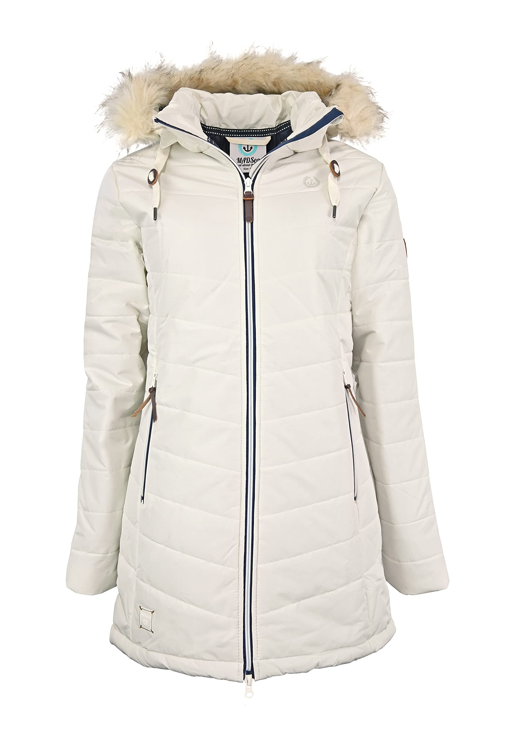 MADSea Damen Steppmantel 6119* warmgefüttert abnehmbare flauschige Kapuze